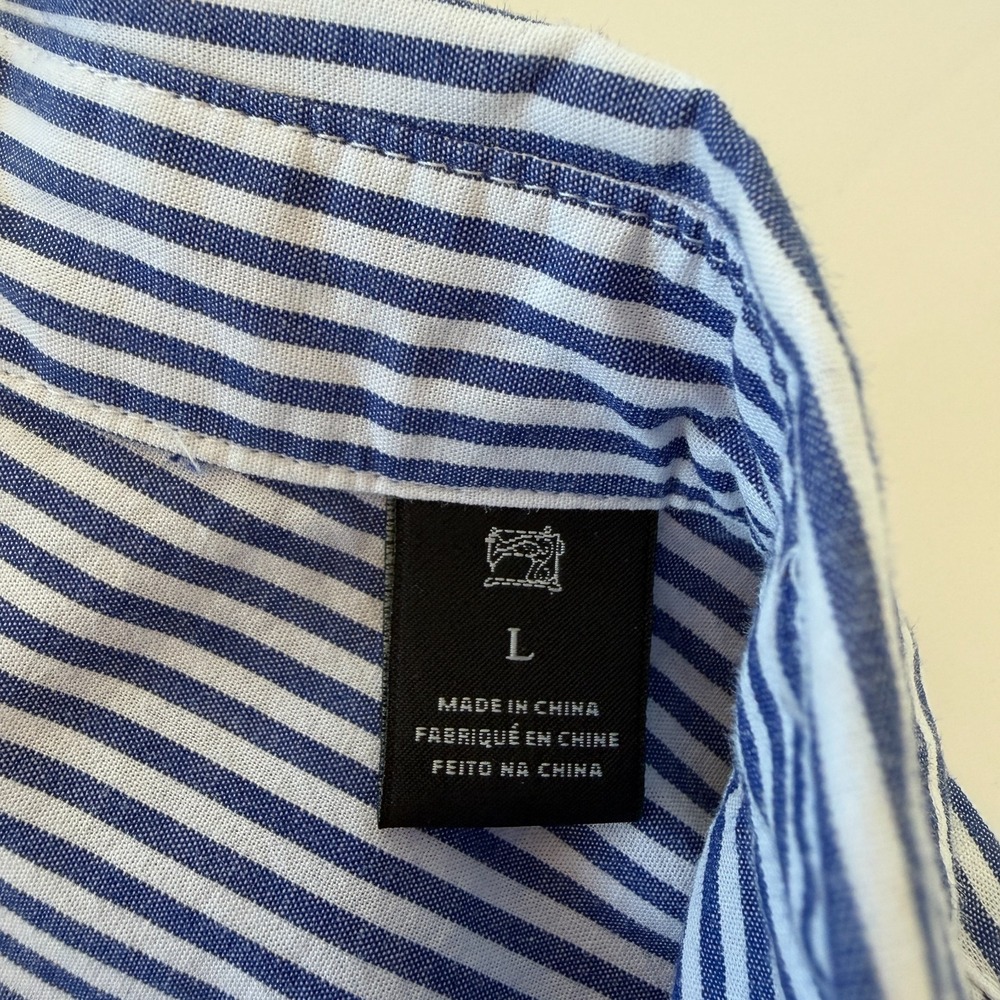 Scotch & Soda Striped Star Embroidered Button Down Shirt Sz L Blue White Cotton - Picture 7 of 10